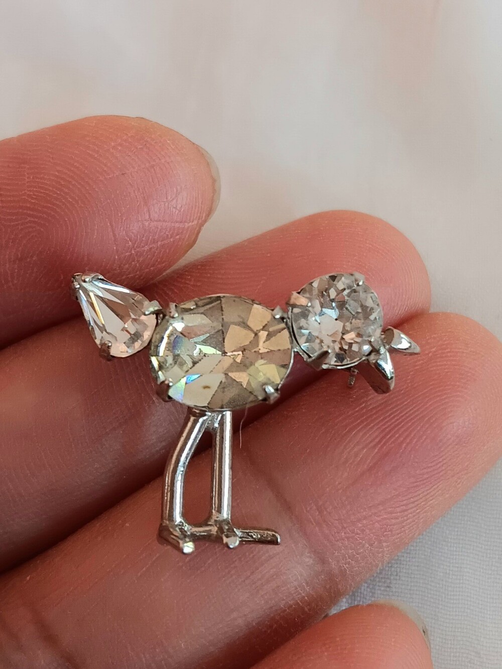 Crystal Bird Brooch Pin - Silver